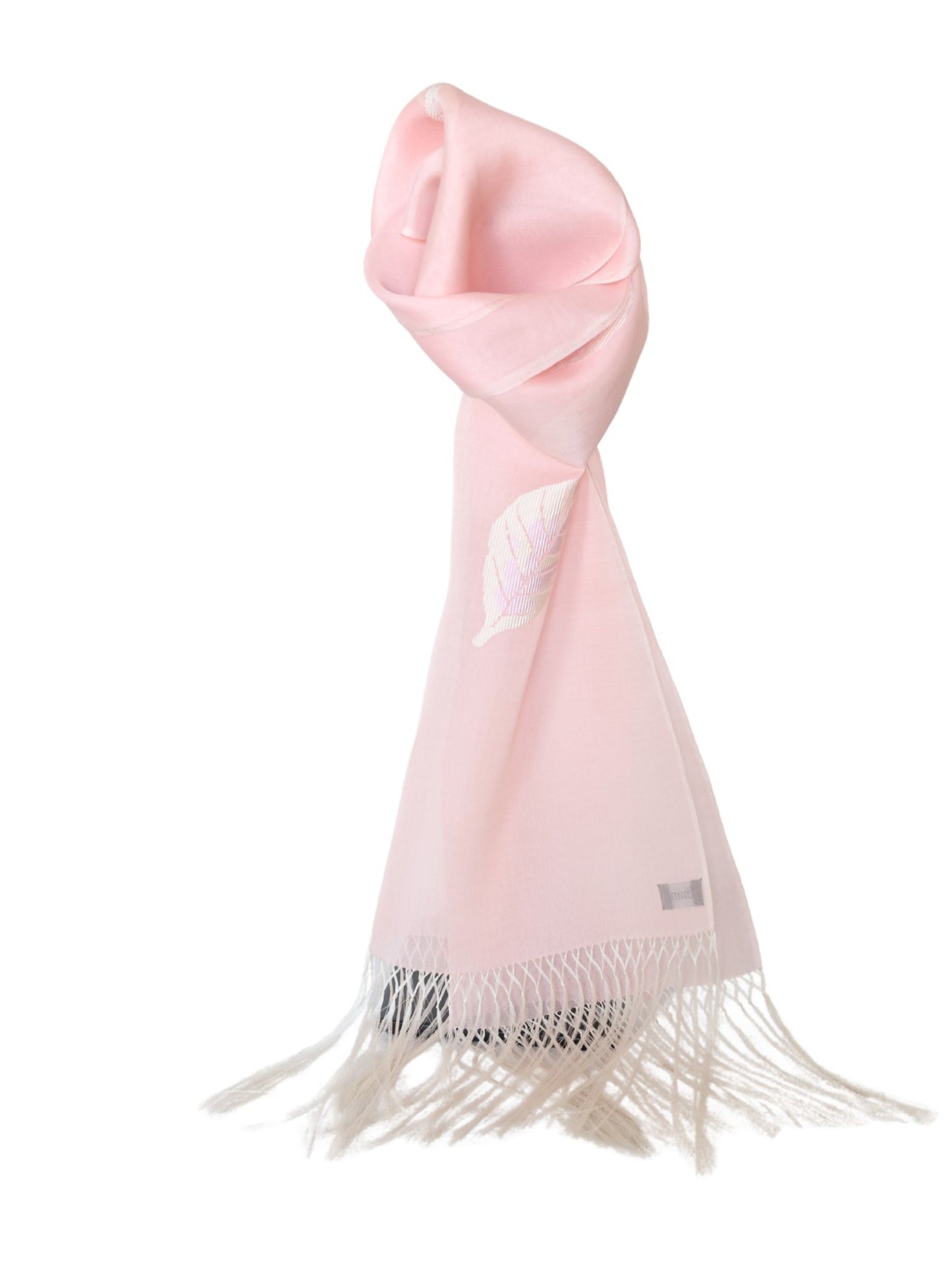 Silk Organza Scarf - Leaf Pattern (Pink)