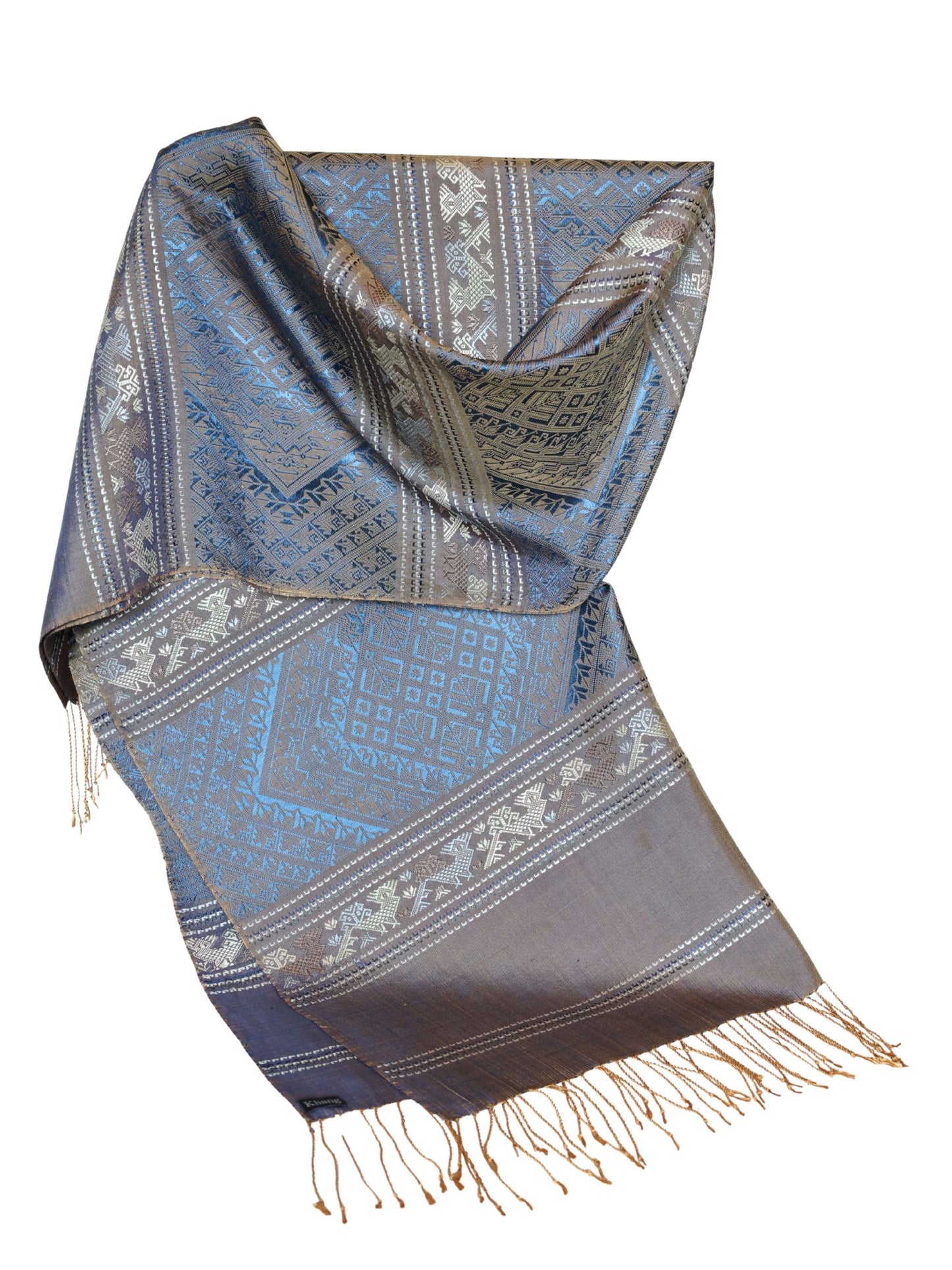 Silk Scarf - Phouthai Shawl (Blue)