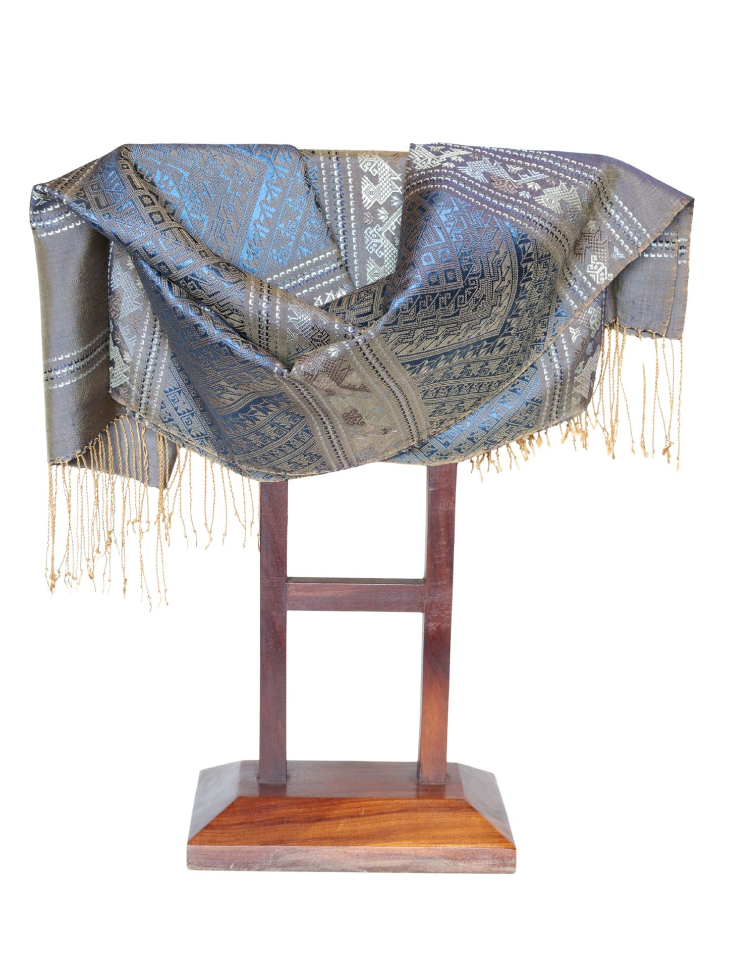 Silk Scarf - Phouthai Shawl (Blue)