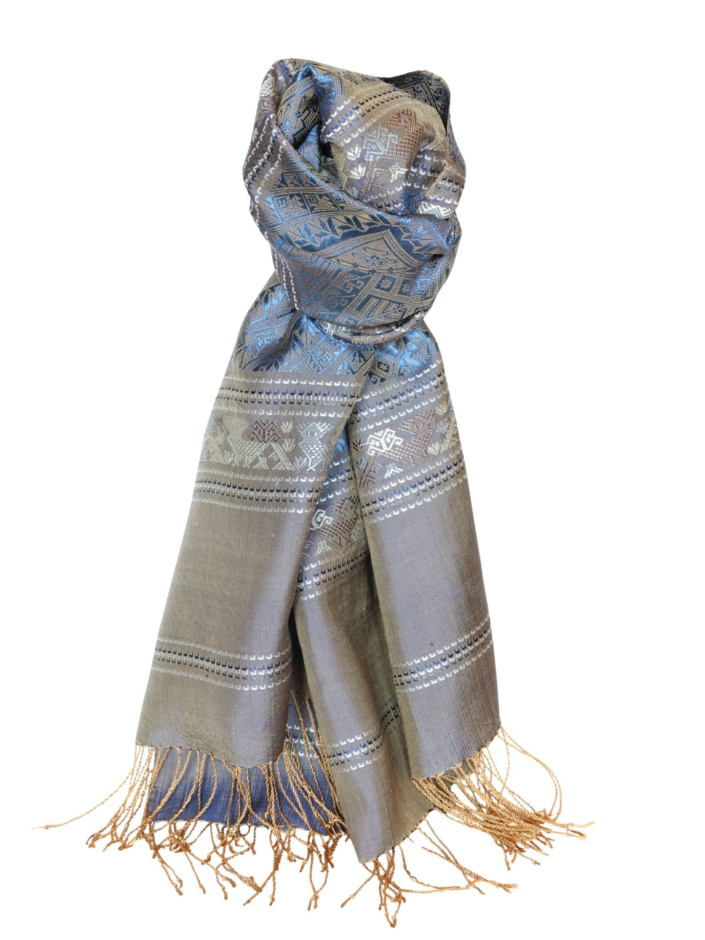 Silk Scarf - Phouthai Shawl (Blue)