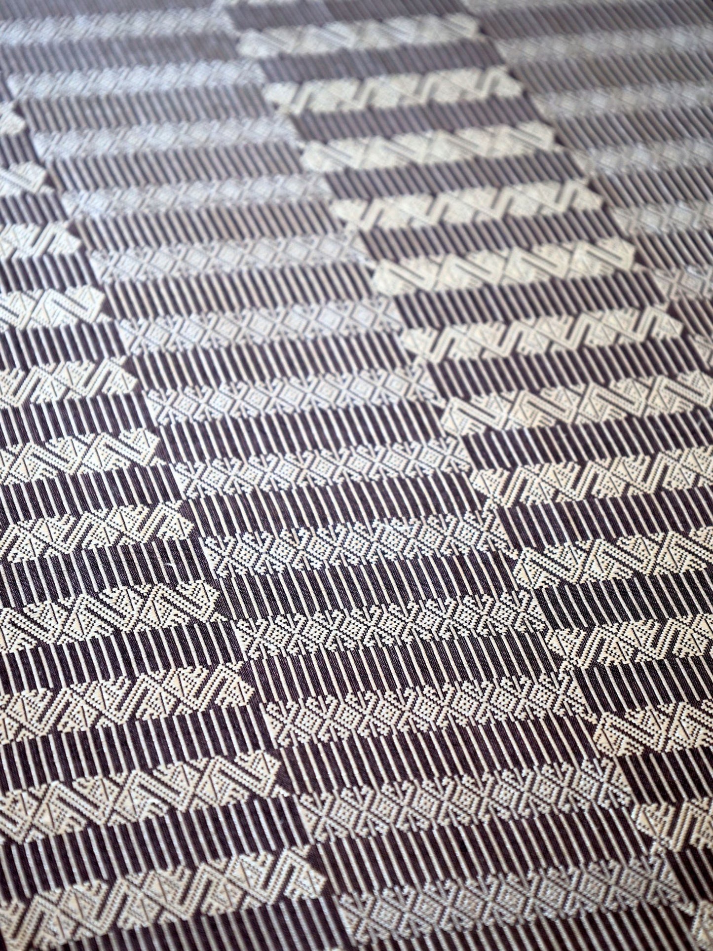 Silk Scarf - Soisanak, Naga and Stripe Pattern (Brown-White)