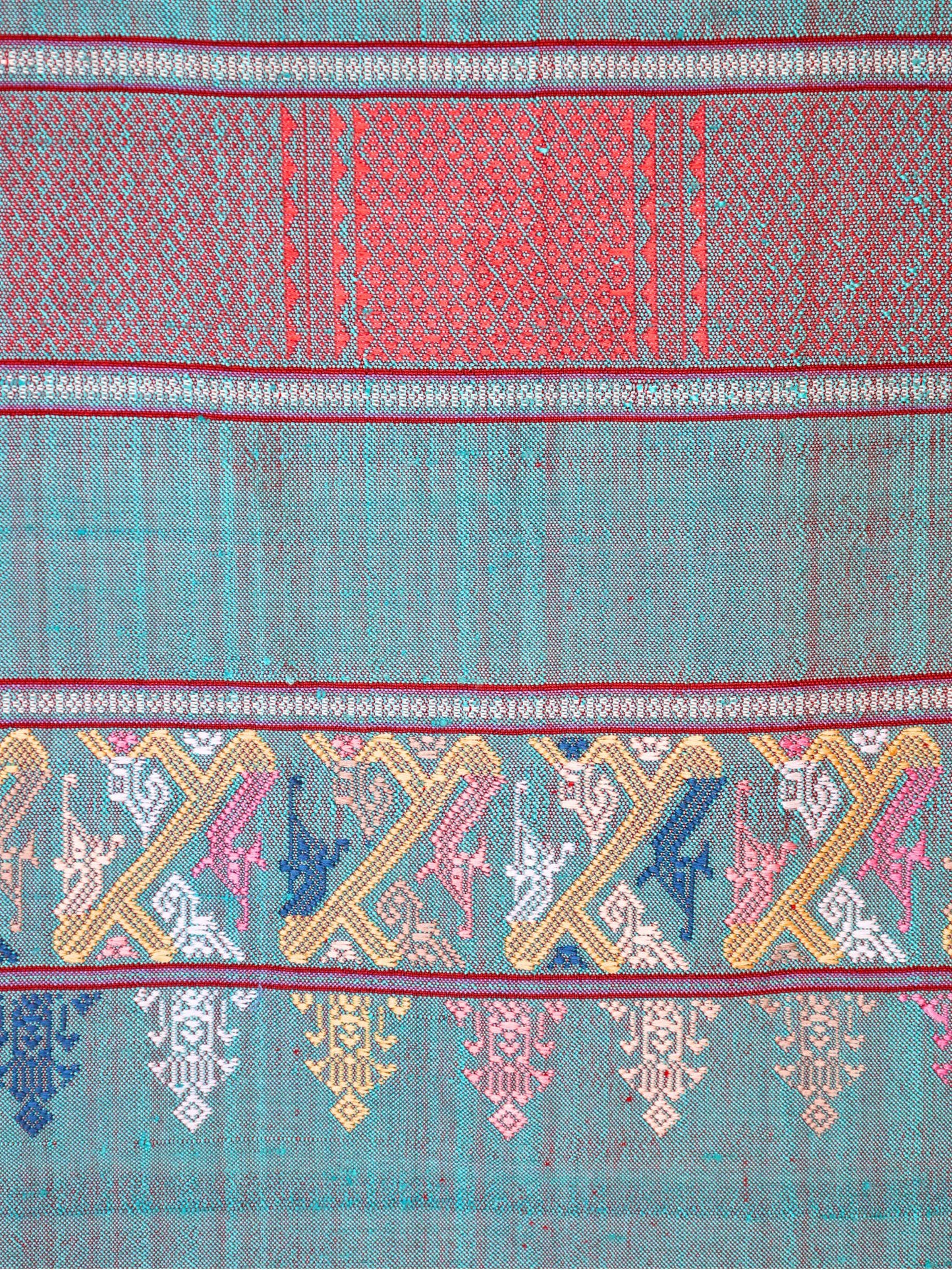 Silk Scarf - Naga Pattern (Red-Blue)