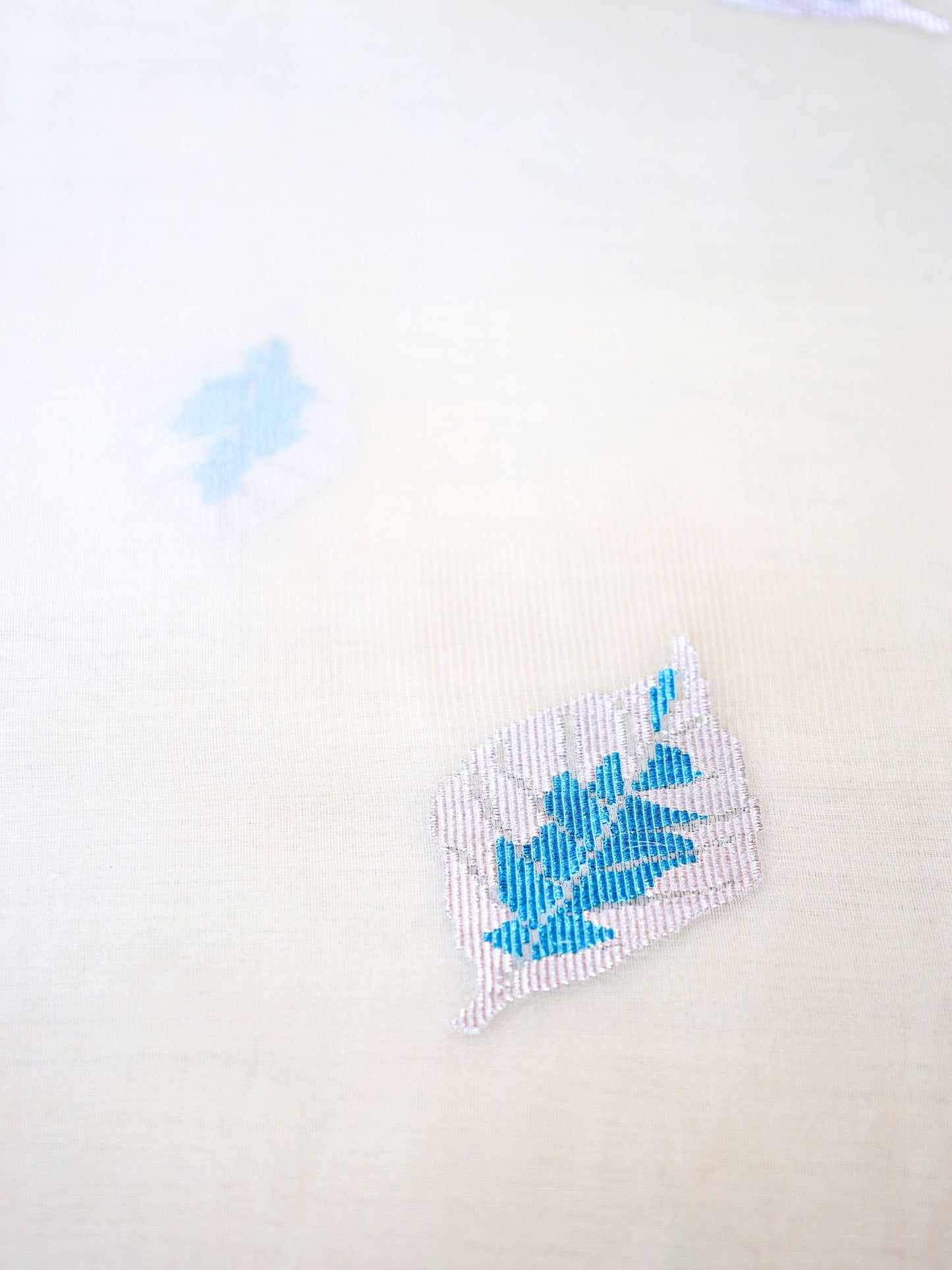 Silk Organza Scarf - Leaf Pattern (White)