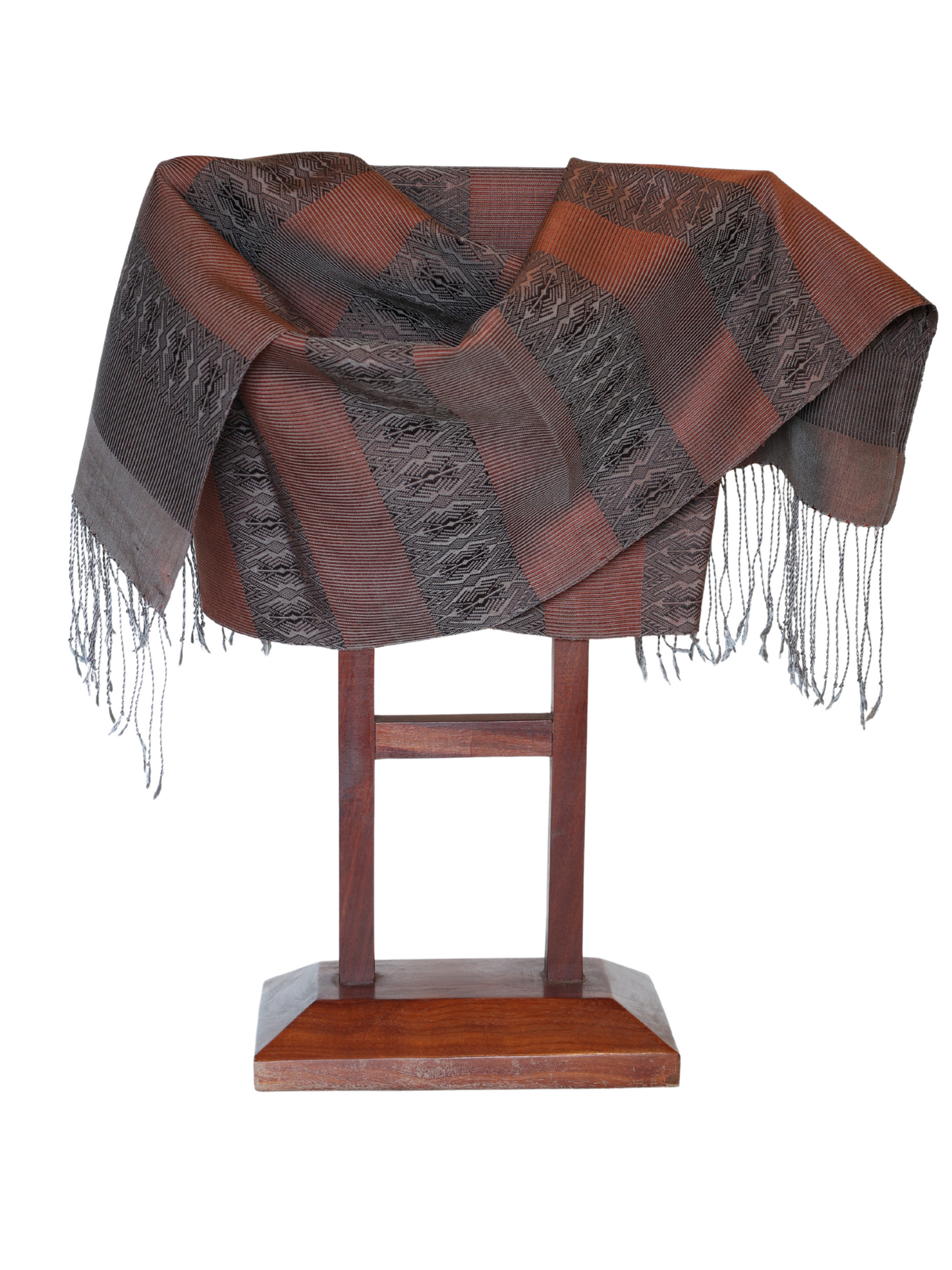 Silk Scarf - Soisanak, Naga and Stripe Pattern (Red-Black)