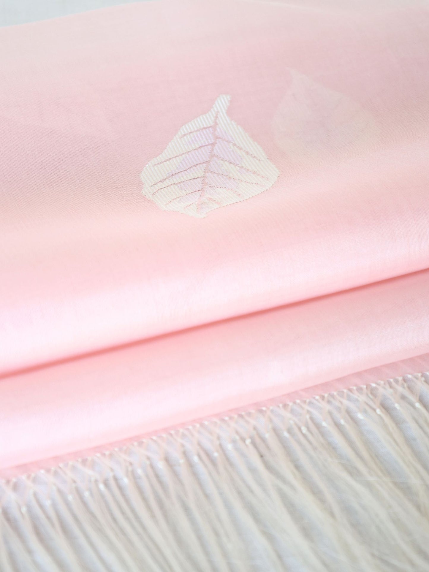 Silk Organza Scarf - Leaf Pattern (Pink)