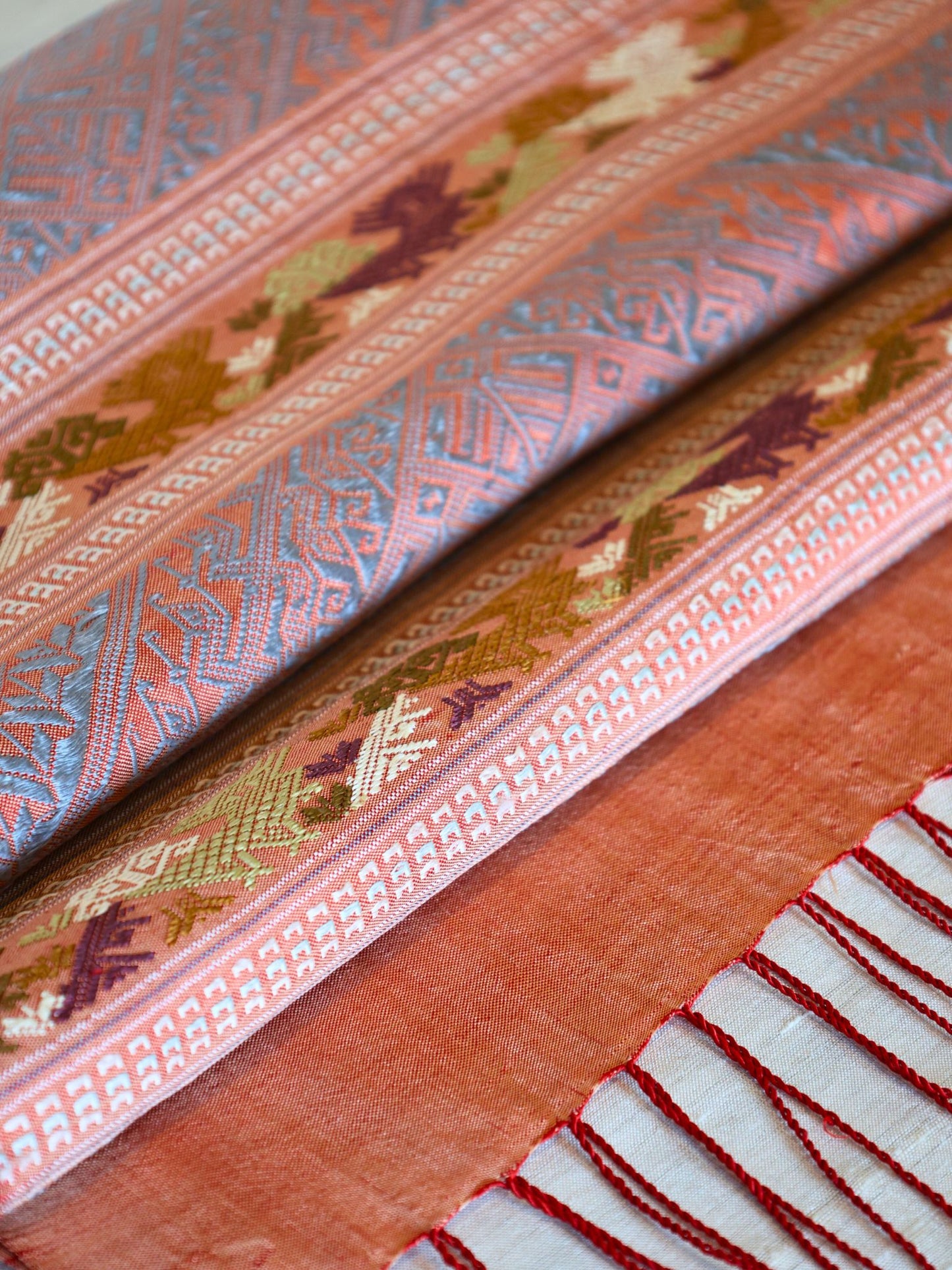 Silk Scarf - Phouthai Shawl (Orange)