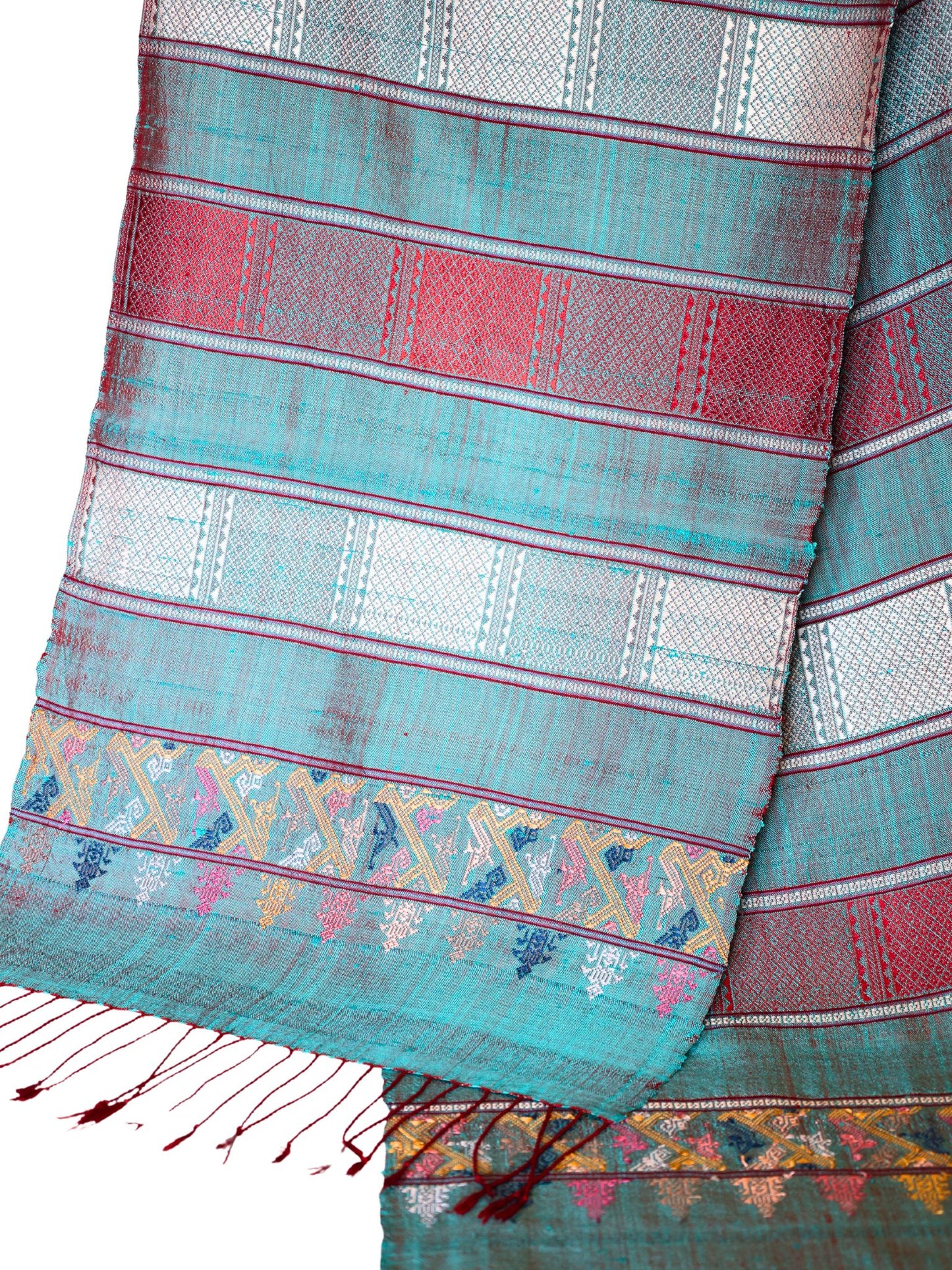 Silk Scarf - Naga Pattern (Red-Blue)