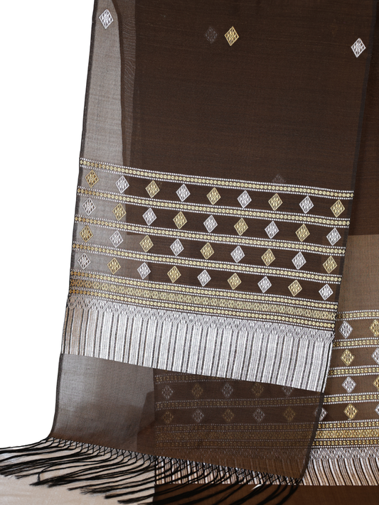 Silk Organza Scarf (Dark Brown)