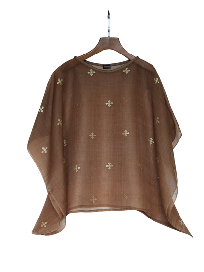 Silk Organza Shirt (Brown)