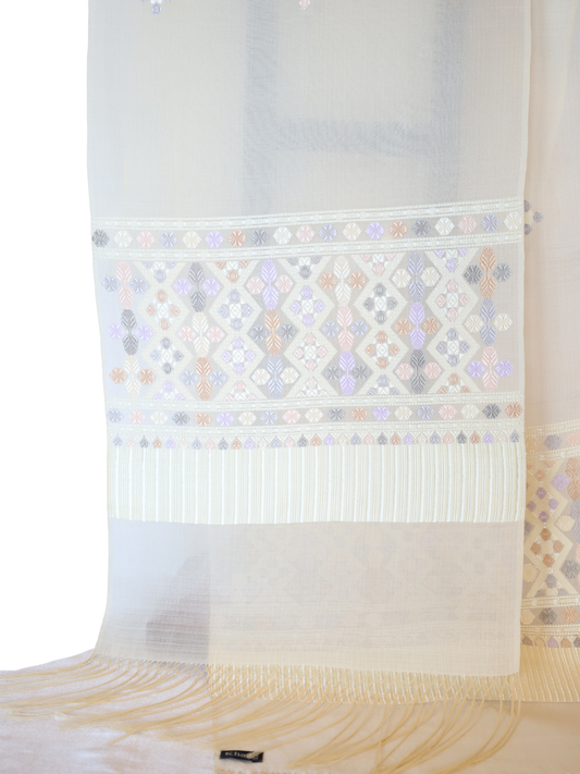 Silk Organza Scarf (Light Cream)