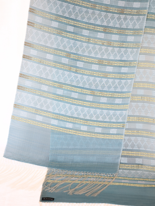 Silk Organza Scarf – Katu Beads (Blue)