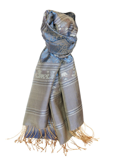 Silk Scarf - Phouthai Shawl (Blue)
