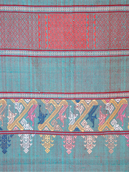 Silk Scarf - Naga Pattern (Red-Blue)