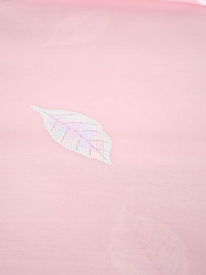 Silk Organza Scarf - Leaf Pattern (Pink)