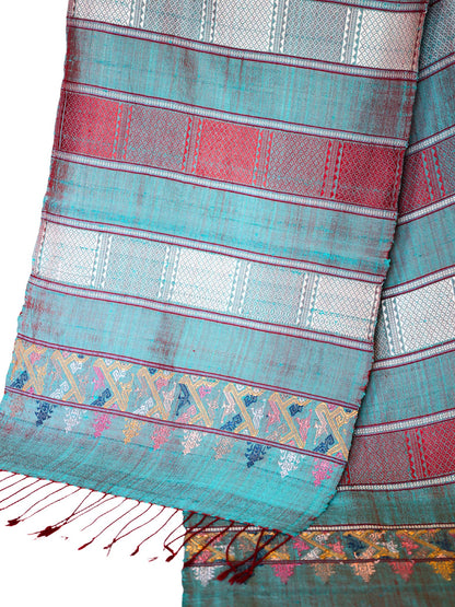 Silk Scarf - Naga Pattern (Red-Blue)