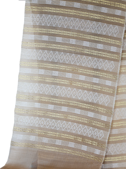 Silk Organza Scarf – Katu Beads (Gold)